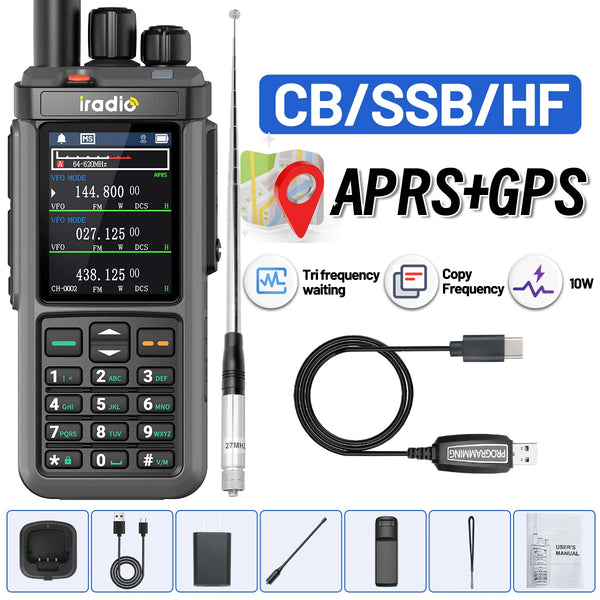 Iradio UV-98 PLUS GPS APRS Walkie Talkie 10W AM CB SSB LW MW SW HF Cross Band Repeater 1024Channels RT-880G Short Wave Ham Radio