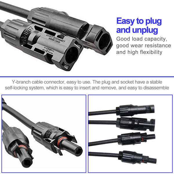 1pair 4Y Solar Style Y Branch Adapter Connectors 1 to 4 Male and Female Panel Cable Photovoltaic Connector Adapter Dropshipping