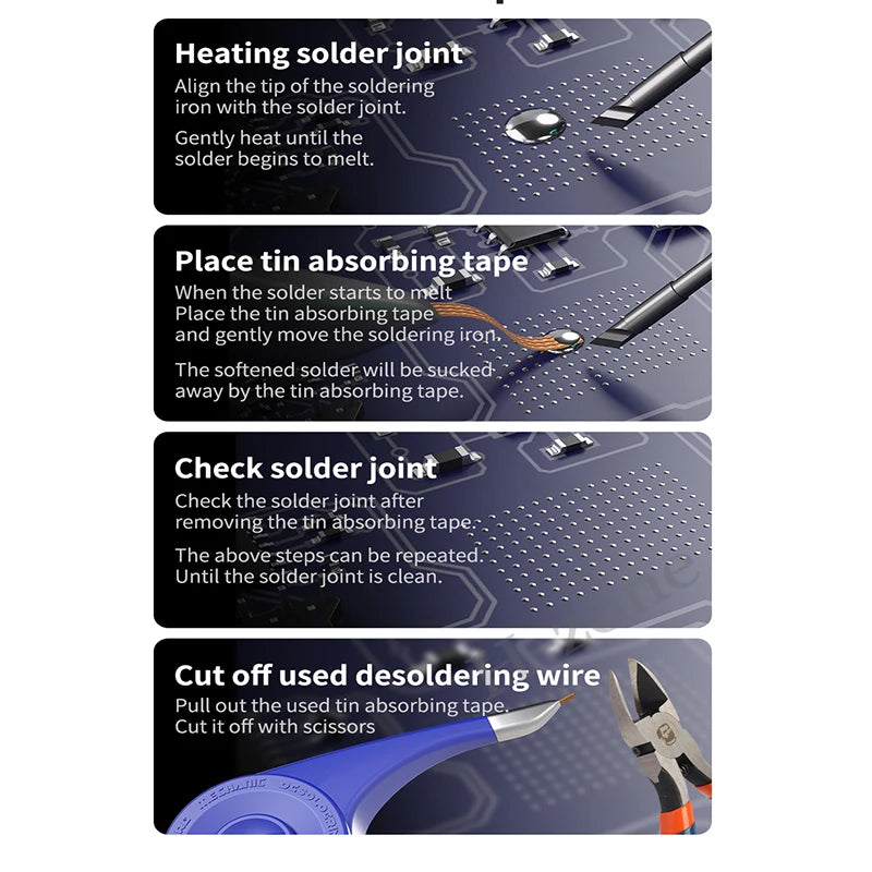 MECHANIC SR20 Series Anti-scalding Desoldering Wire Tin Absorption Wick Solder Remove Strip Tool for Electronic Component Repair