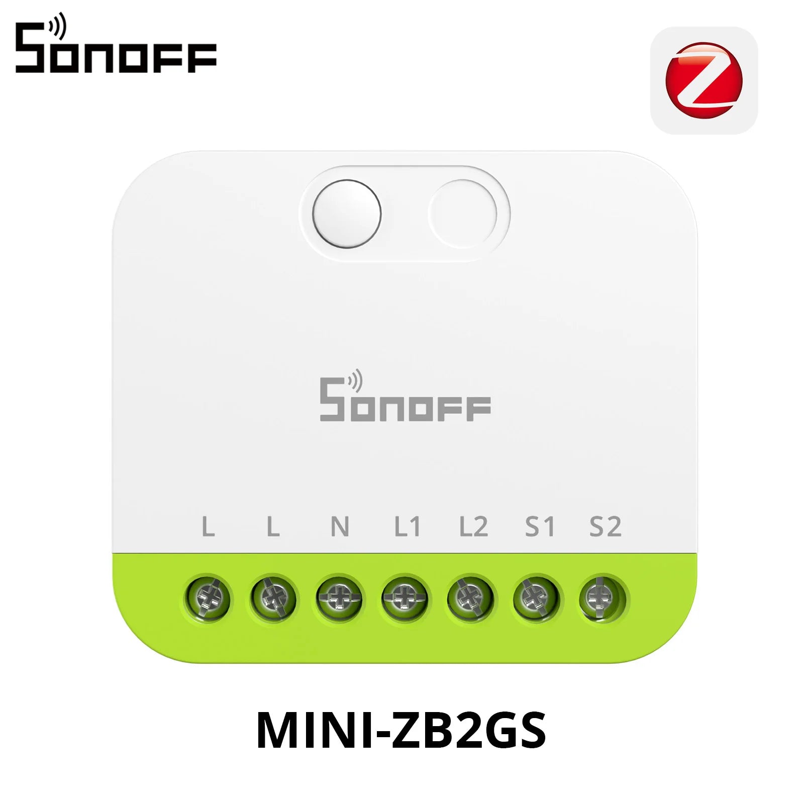 SONOFF MINI DUO 2-Gang Zigbee Smart Switch MINI-ZB2GS Small & Safe Dual-Load Control Supports External Switch Require zigbee hub