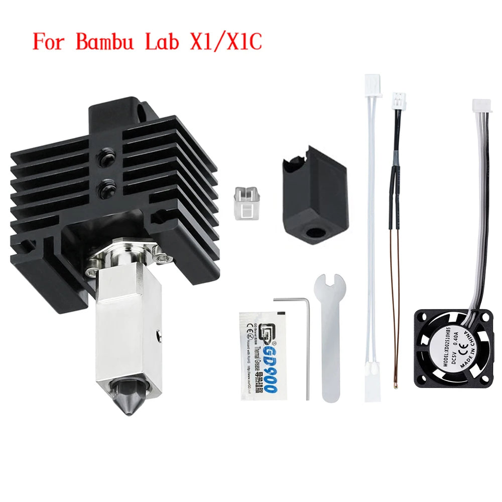 Upgrades V2 Hotend Kit For Bambu Lab P1P X1 P1S X1C Hot End Thermistor Bimetal Throat Bambulab Hardened Steel Nozzle Print Head