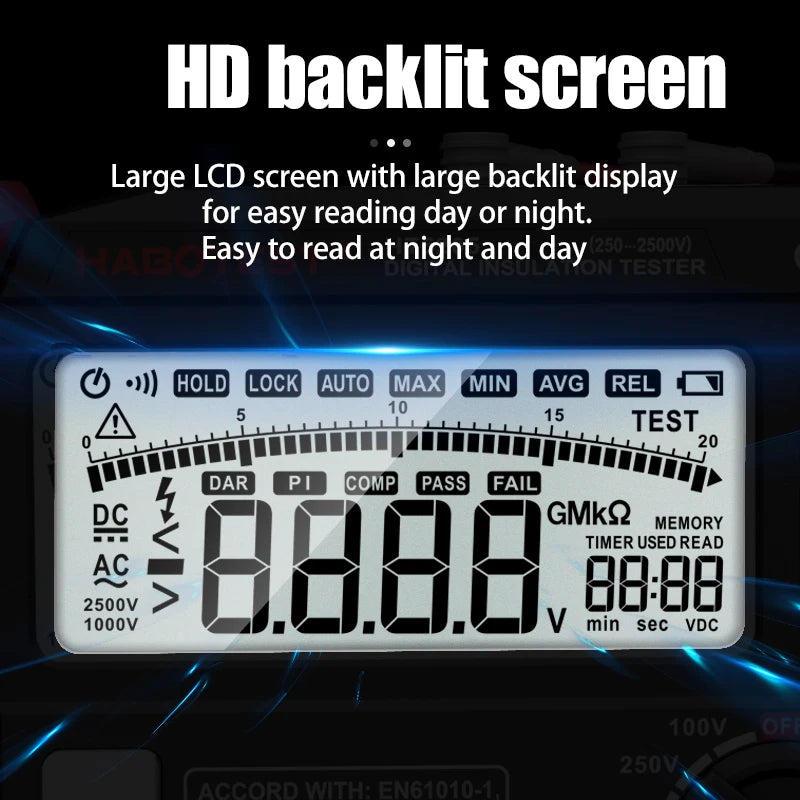 HABOTEST HT5203/HT5205 1000V 0-100G Insulation Resistance Tester Earth Ground Resistance detail image 5
