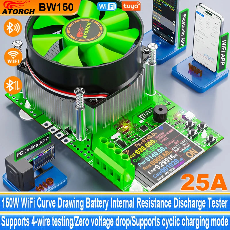 ‌Tuya WiFi Smart Battery Tester 18650 Capacity Meter USB Electronic Load Internal Resistance Detector with Real-Time APP Monitor