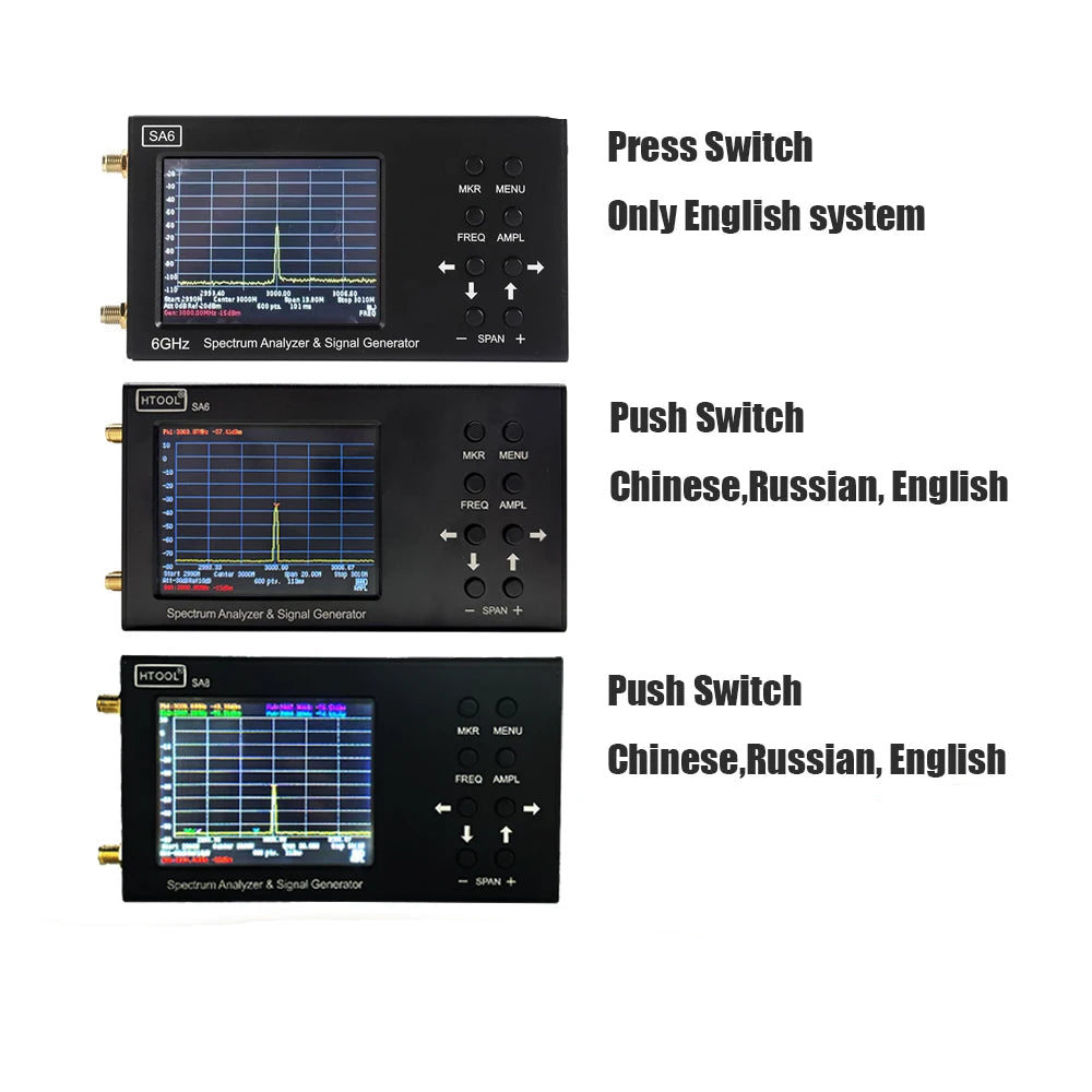 HTOOL SA8 Spectrum Analyzer 35MHz-6.2G Built-in Signal Tracking Source Wireless RF Frequency Meter product image
