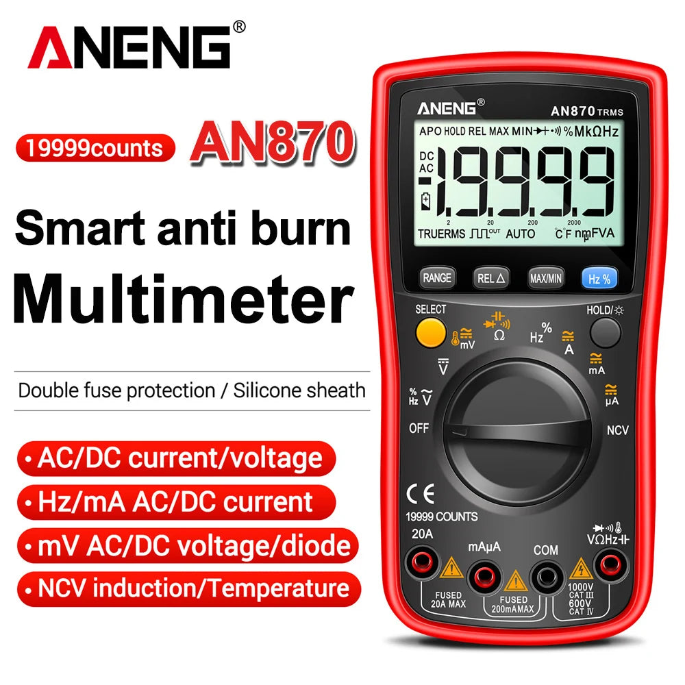 ANENG AN870 Digital Multimeter Profesional 19999 Counts AC/Voltage Current NCV Capacitance Resistance Ohm product image