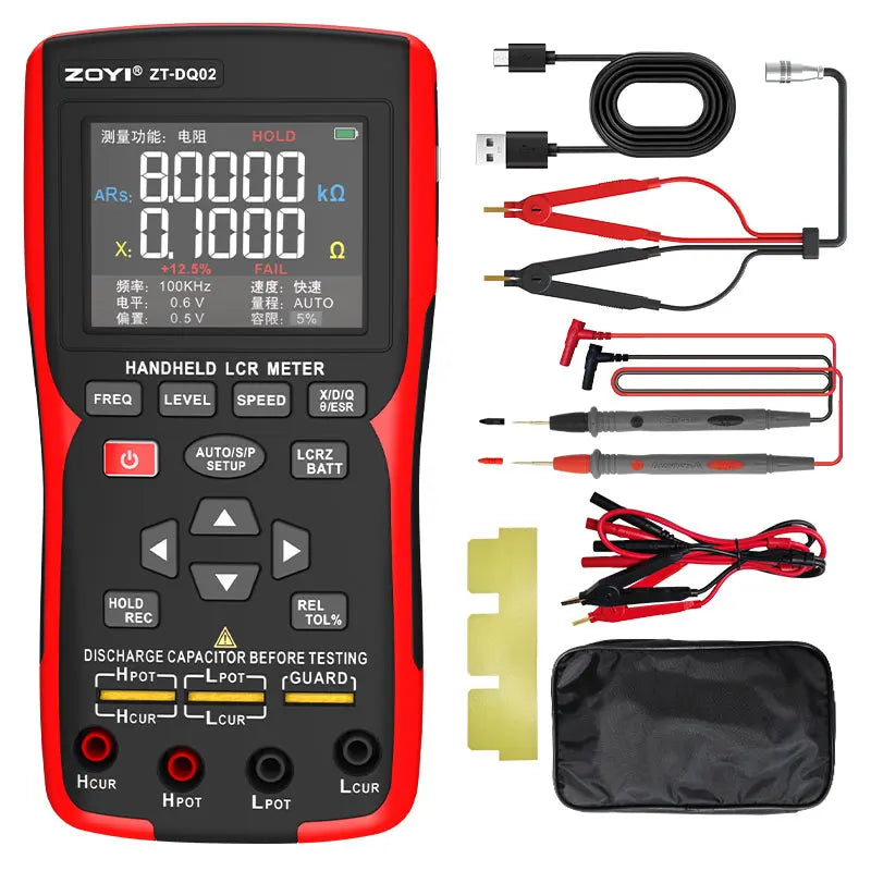 ZOYI High-Precision Handheld Bridge ZT-DQ02 LCR Lithium Battery Internal Resistance Meter 18650 Battery Tester