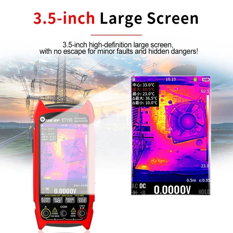 TOOLTOP ET15S 256*192 Thermal Multimeter 3.5-inch Industry Thermal Camera 19999 Counts T-RMS detail image 5