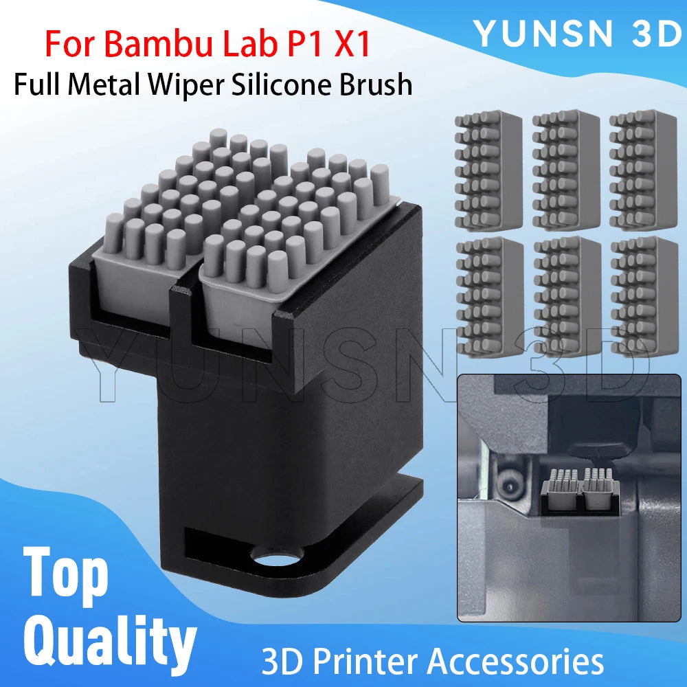 Brush For Bambu Lab P1 X1 Print Head Cleaner Full Metal Two-side Clean Nozzle Wiper Silicone Brush Mounted Scrubber Replacement