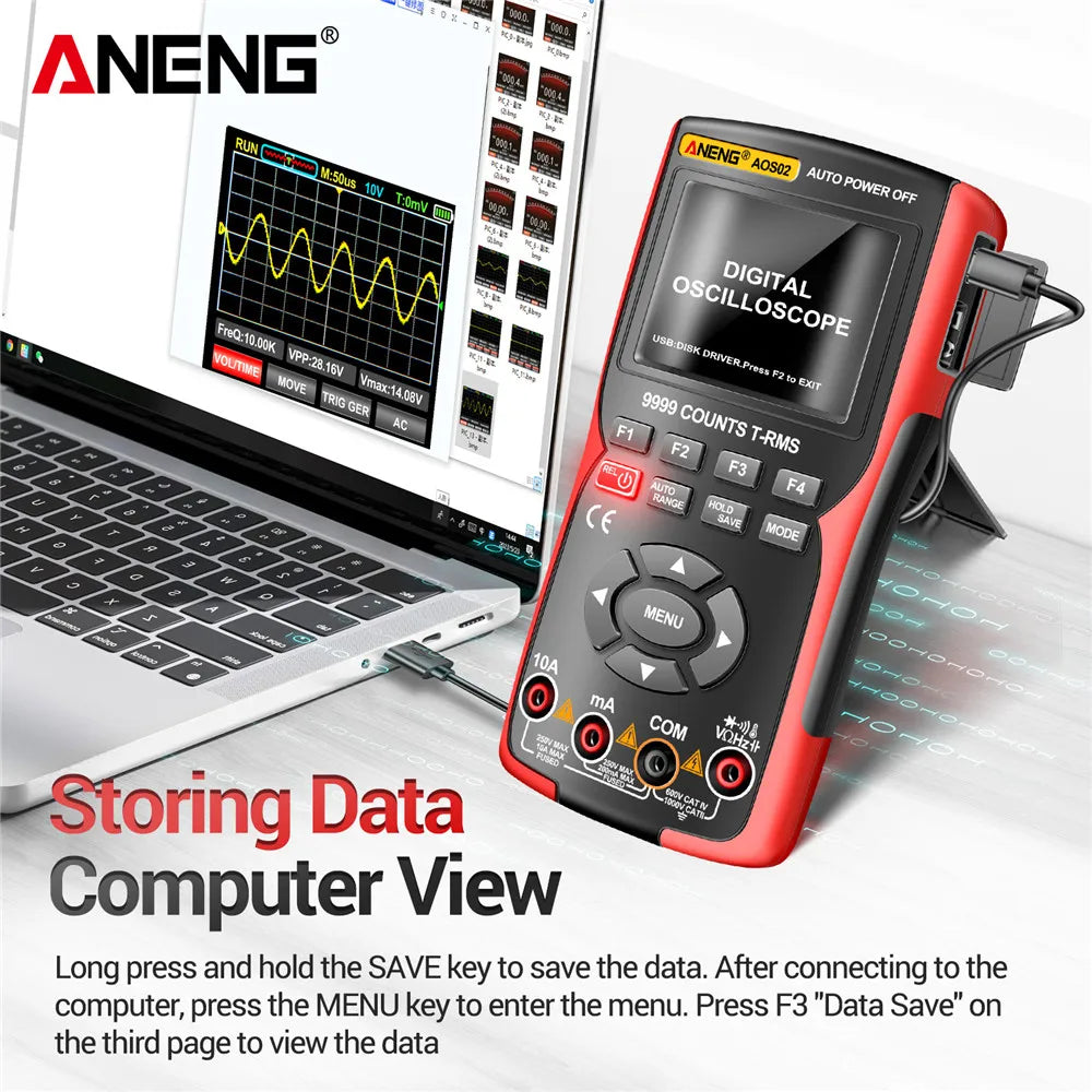 ANENG AOS02 Digital Oscilloscope 48MS/s Sampling Rate 10MHZ Analog Transistor Test detail image 4