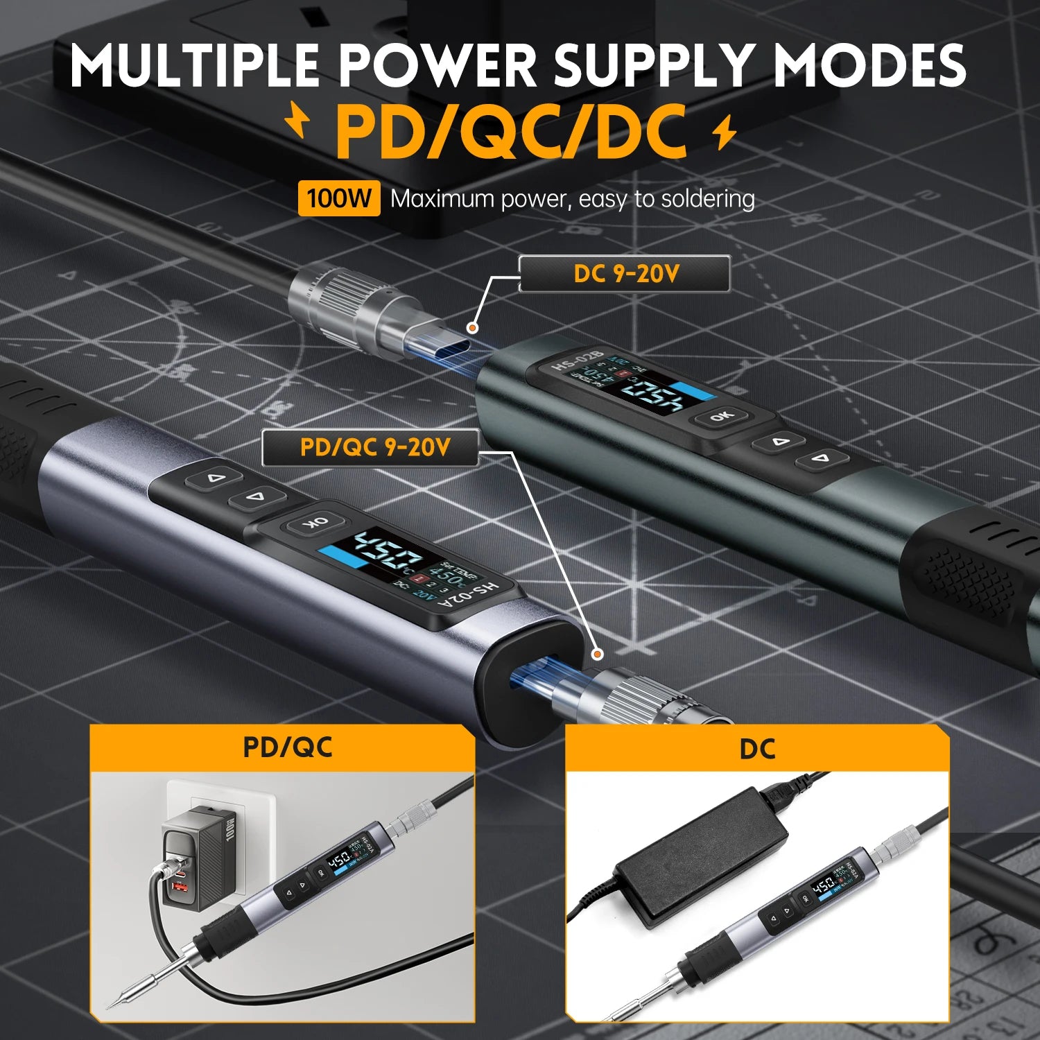 FNIRSI HS-02 Adjustable Temperature Soldering Iron DC 20V 100-450 Welding Solder Rework detail image 3
