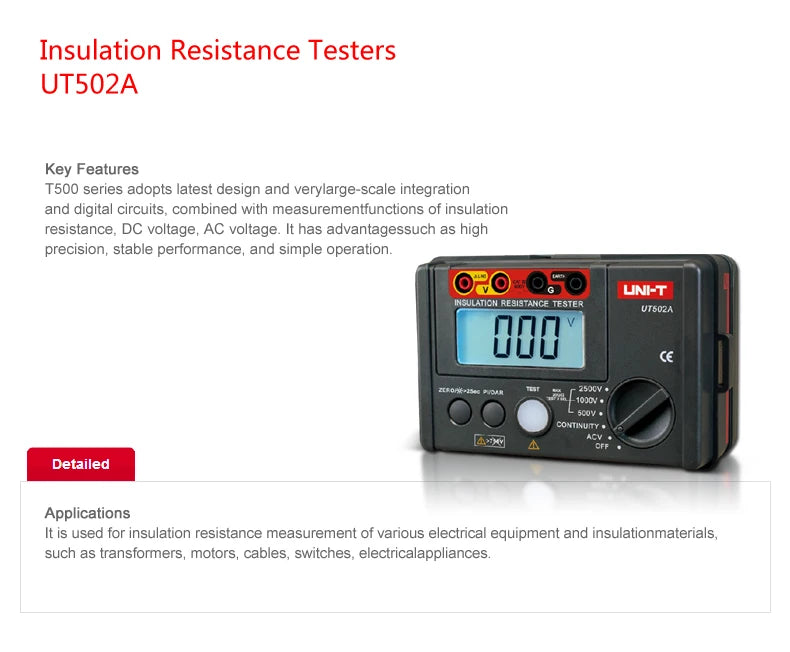 UNI-T UT502A 2500V Digital Insulation Resistance Meter Tester ohmmeter Highly Voltmeter detail image 6