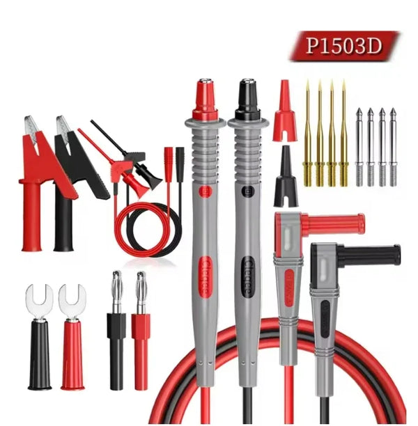 Cleqee P1503 Series Universal Multimeter Probe Test Leads Kit with Replacement Needle Tester Tip IC SMD Test Hook Alligator Clip