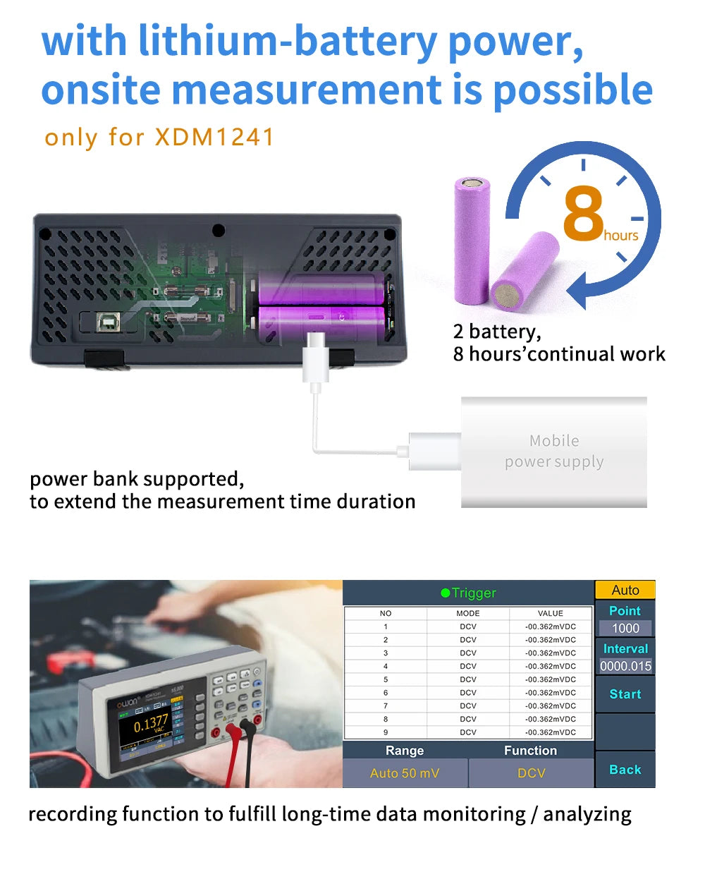 OWON XDM1041 XDM1241 4 1/2 Digital Multimeter Portable Bench True RMS DC/AC Current Voltage detail image 5