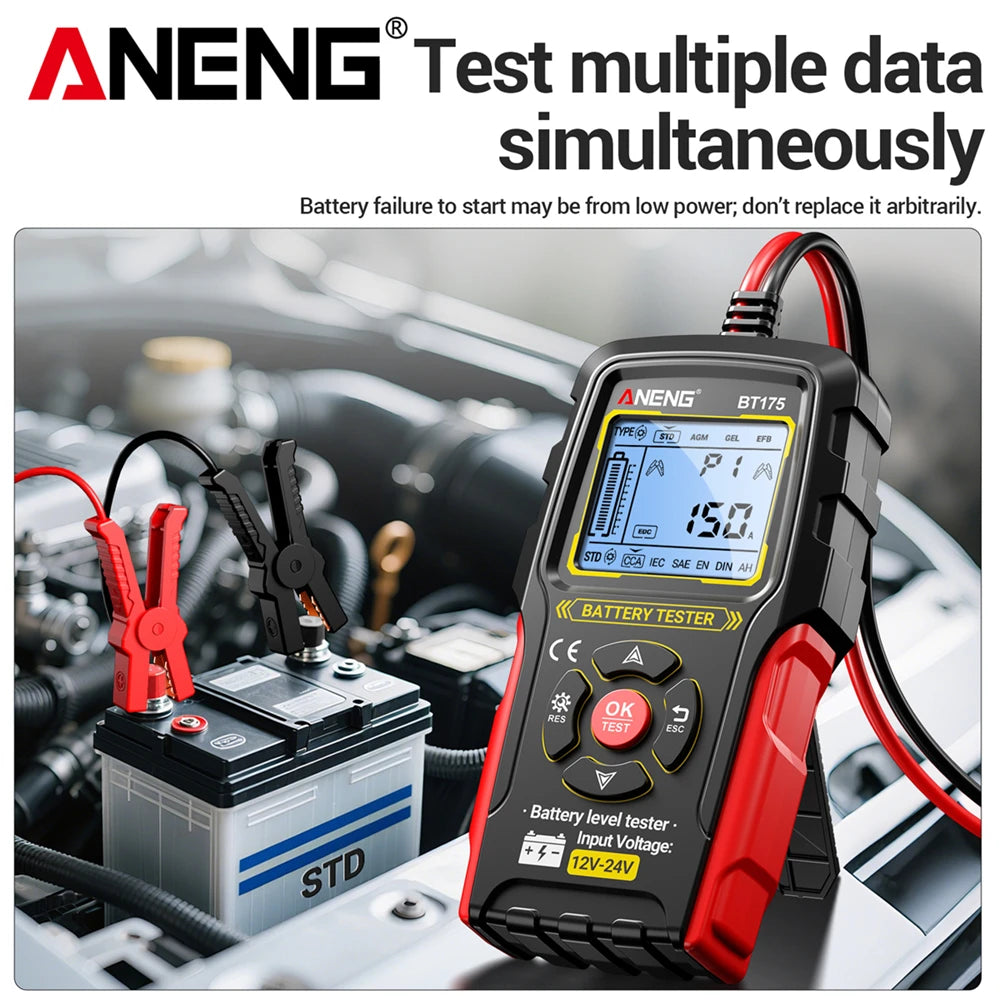 ANENG BT175 12V 24V Car Battery Tester Digital Alternator Automotive Analyzer Display Screen detail image 2