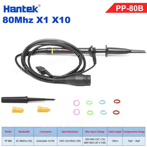 Hantek PP80-150-200-250-300 High Voltage Probe 60MHz-300MHz Kit Attenuation 10:1 Suitable For 1008c 6074be Various Oscilloscopes