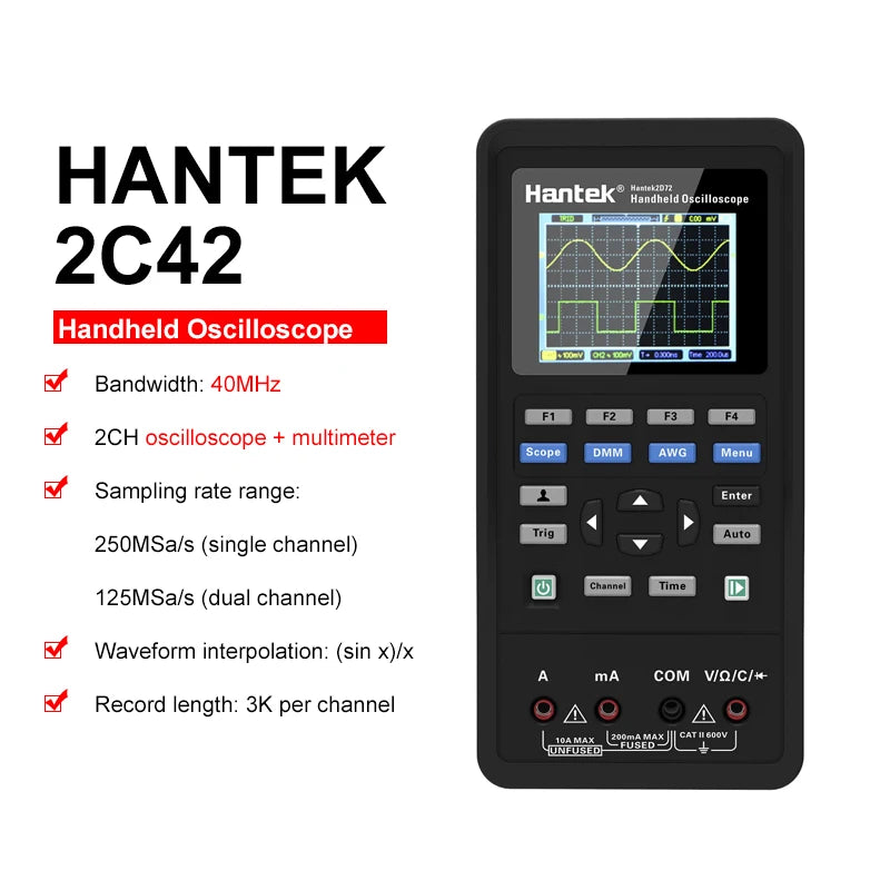 Hantek 2D72 2C42 2D42 2C72 Handheld Oscilloscope Digital Multimeter Tester Usb Waveform detail image 7