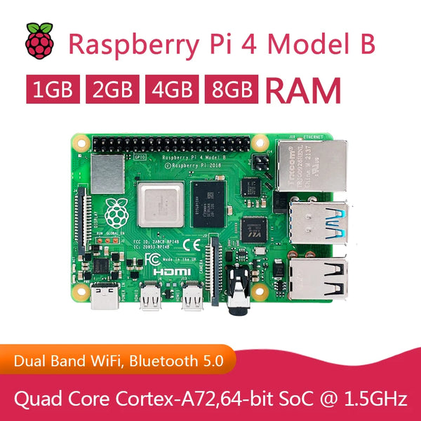 Raspberry Pi 4 Model B 4b Dev Board 1GB 2GB 4GB 8GB RAM 4 Core CPU 1.5Ghz Speeder Than Pi 3B+ product image