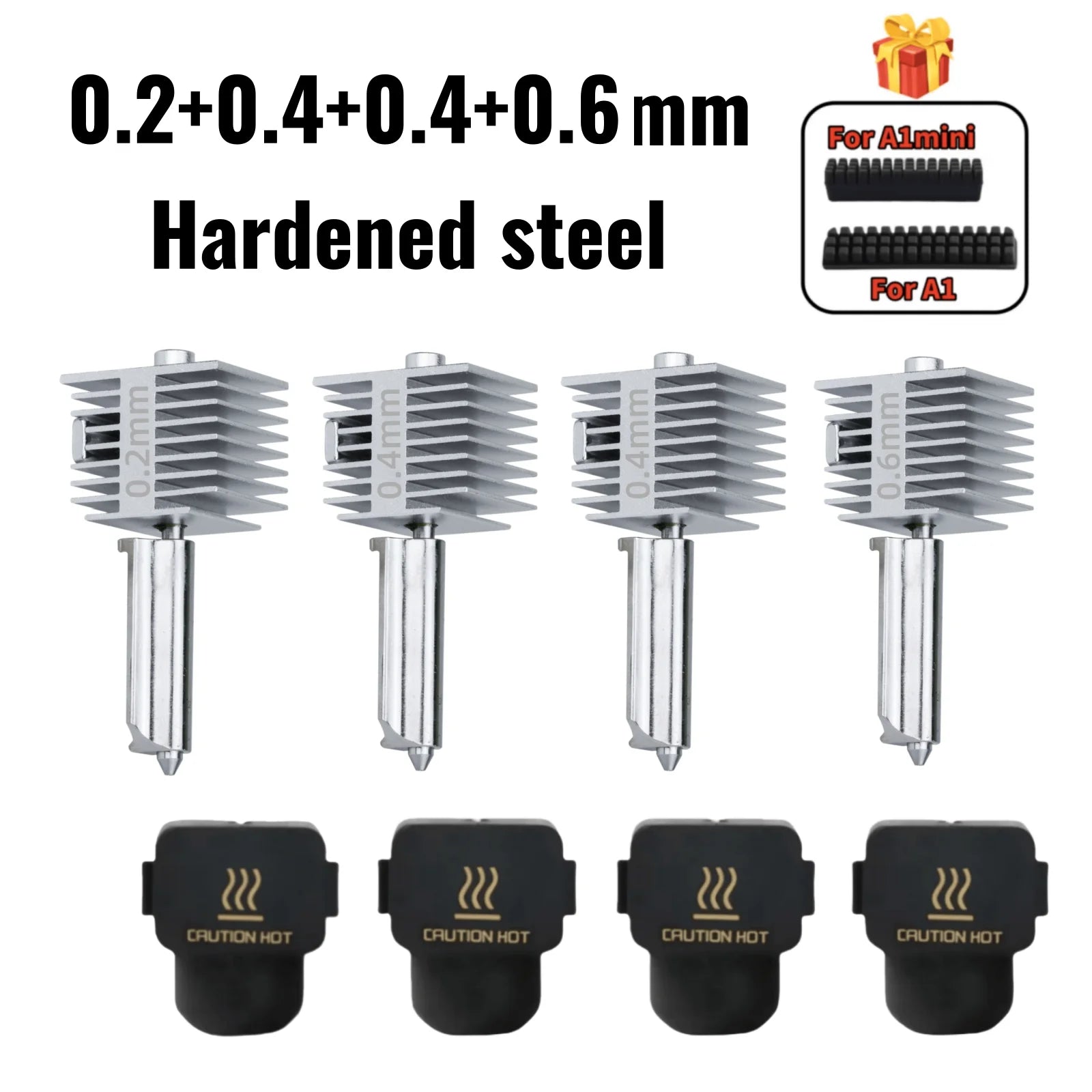 For Bambu Lab A1/A1MINI Nozzle Hardened steel Integrated A2L Hotend Kit High-Precision A1 Nozzles Same As Original High Quality