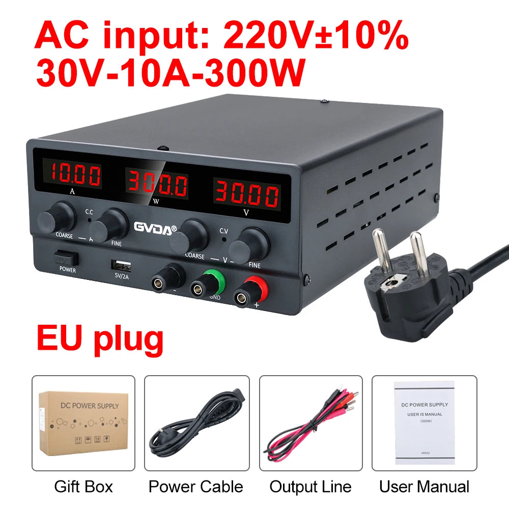 GVDA Adjustable DC Power Supply 30V 10A Lab Power Supply 300W Voltage Regulator Stabilizer detail image 8