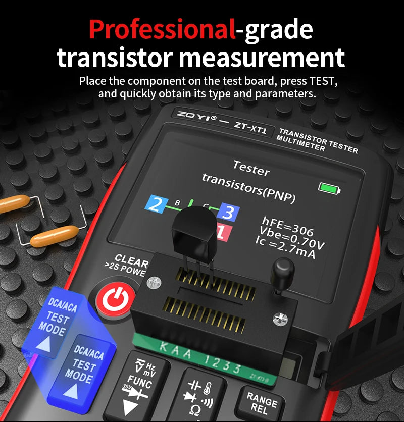 ZOYI ZT-XT1 2-in-1 LCR Digital Multimeter & Transistor Tester, for Voltage Resistance Diode detail image 14