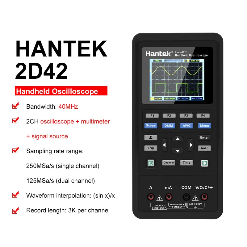 Hantek 2D72 2C42 2D42 2C72 Handheld Oscilloscope Digital Multimeter Tester Usb Waveform detail image 9