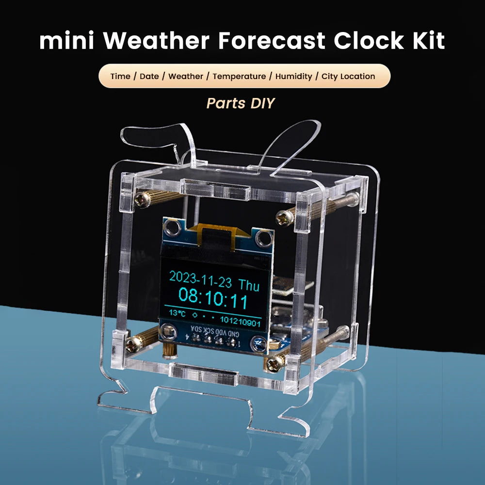 ESP8266 DIY Digital Clock Kit 0.96 Inch Mini Weather Clock WIFI Soldering Practice Electronic Multifuncti product image