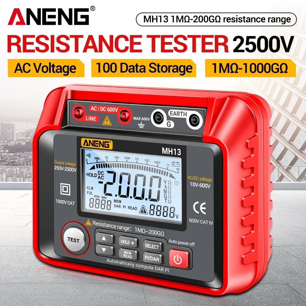 ANENG MH13 Digital Insulation Resistance Tester 2500V High Voltage Megohmmeter 200GΩ Megger Meter AC DC V product image