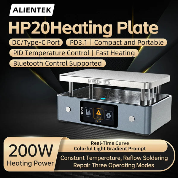ALIENTEK HP20 Hot Plate Preheater MINI Heating Plate Soldering Station PD3.1 Digital Constant Temperature 350° Heating Tool 200W