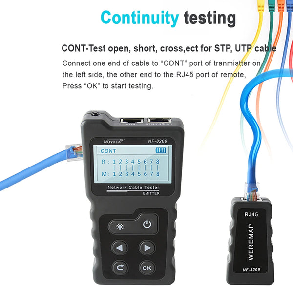 NOYAFA NF-8209 Cable Tester Measure Length Lan POE Scan Test LCD Display Wire Checker Cable detail image 2