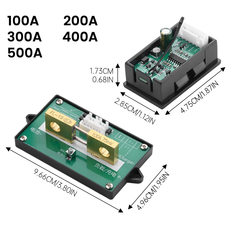 DC7~200V Digital Power Energy Voltmeter Ammeter Bi-Directional Metering Coulometer Battery detail image 6