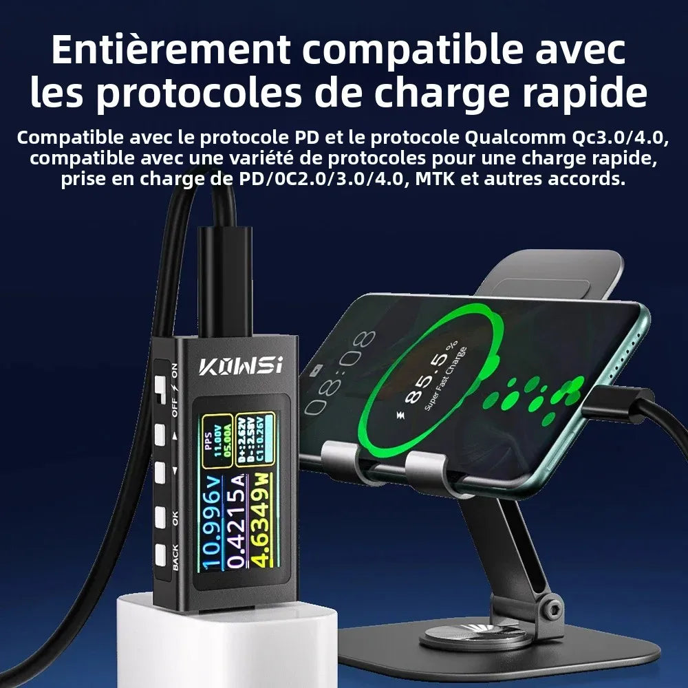 KWS-X1/KWS-1902L USB Tester Voltmeter Ammeter DC4-30V0-12A Fast Charge Detection Trigger Capacity Measurement Ripple Measurement