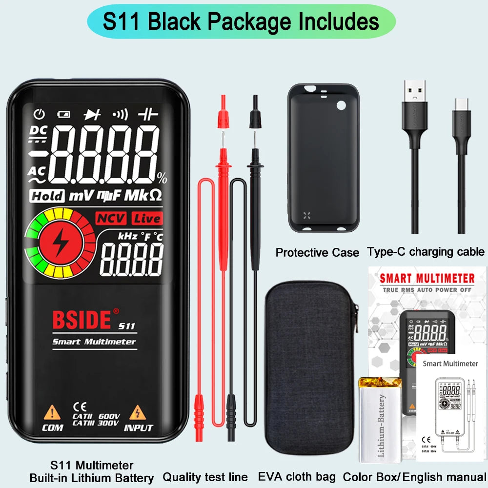 BSIDE S10 Smart Digital Multimeter Profesional 9999 Multitester DC AC Voltage Capacitor Ohm detail image 9