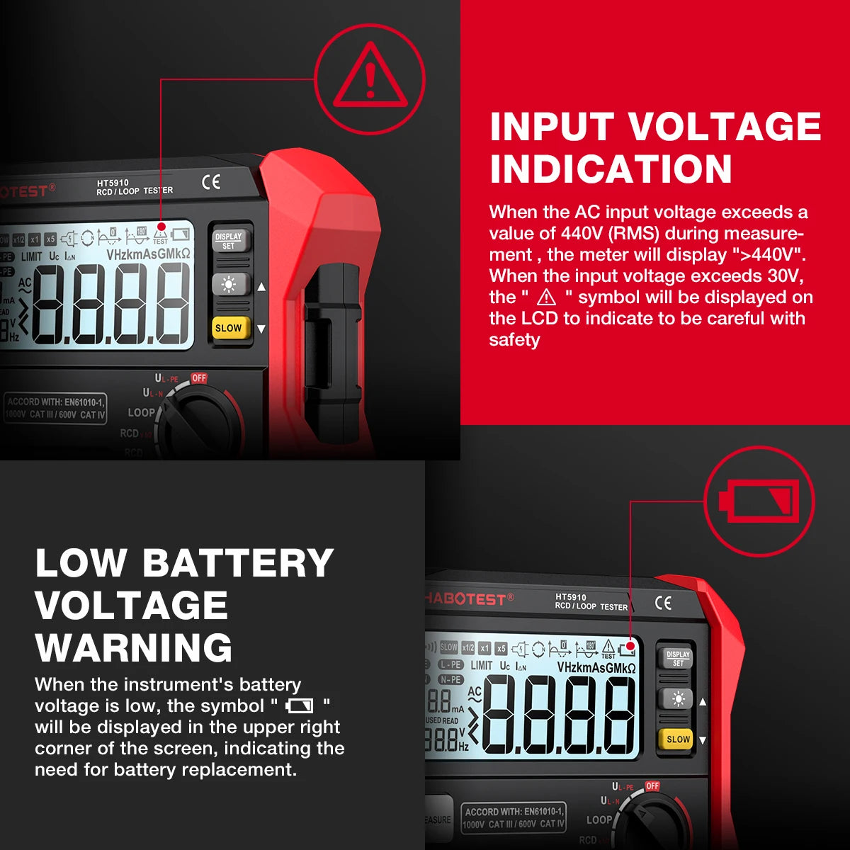 HABOTEST HT5910 Leakage Switch Tester LCD Digital Resistance Meter RCD/Loop Tester 1000 Data detail image 15