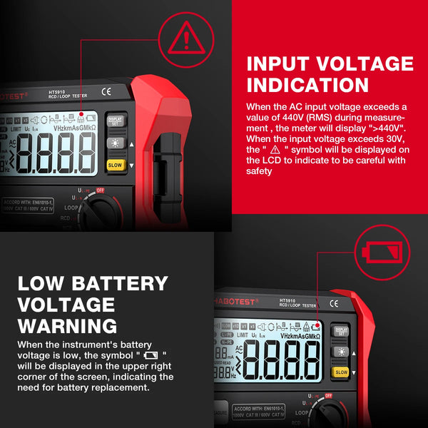 HABOTEST HT5910 Leakage Switch Tester LCD Digital Resistance Meter RCD/Loop Tester 1000 Data detail image 15