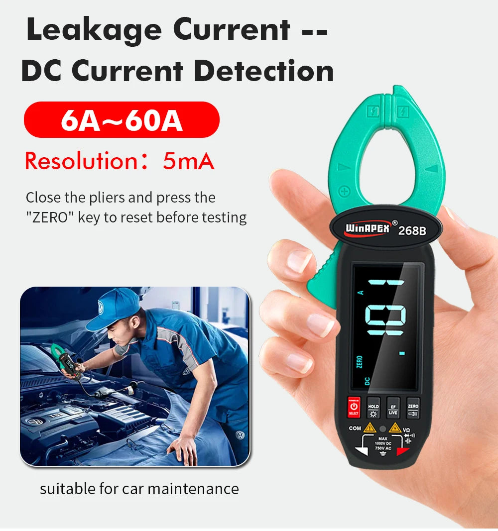 268B Digital Clamp Meter 60A 1000V AC DC Current Clamp True RMS Clamp Amperemeter Voltmeter detail image 3
