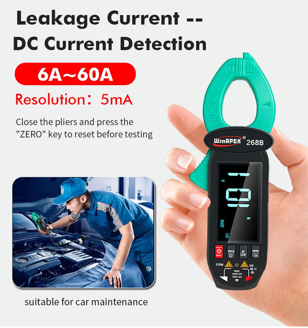 268B Digital Clamp Meter 60A 1000V AC DC Current Clamp True RMS Clamp Amperemeter Voltmeter detail image 3