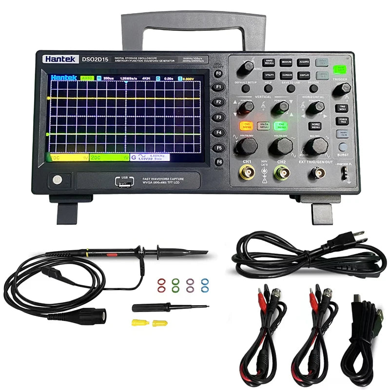 Hantek DSO2D15 Digital Oscilloscope DSO2C10 2D10 2 Channels 150MHz Osciloscópio 25MHz Signal Generator Vo product image