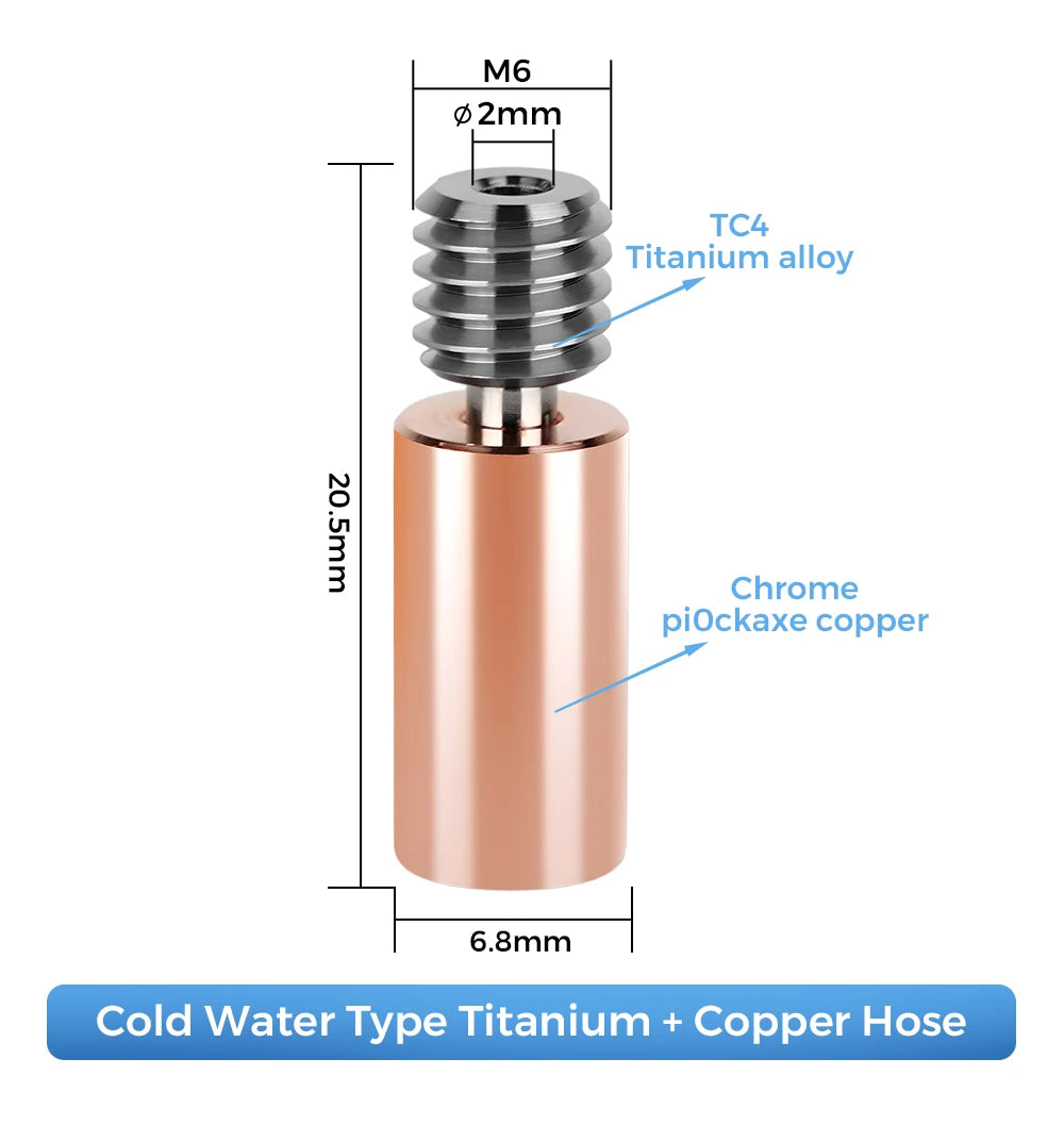 High Quality E3D V6 Throat V5 3D Printer Parts CR10 Bi-metal Heatbreak Copper Plated MK8 Throats For Kobra 2 Series CR10S CR6 SE
