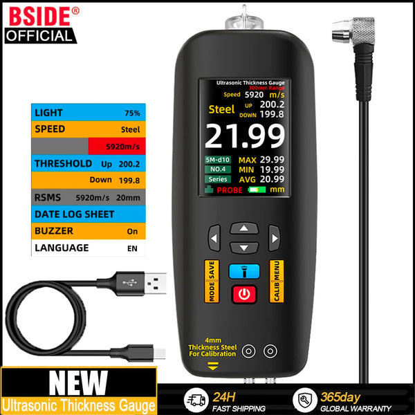 BSIDE Digital Ultrasonic Thickness Gauge High Precision Metallic ceramics composites Tester Meter 1-300mm product image