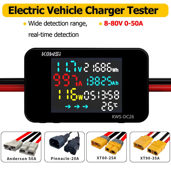 Battery Charging Tester Voltmeter Ammeter DC8-80V Voltage Current Power Test XT60 XT90 Interface For Elec product image