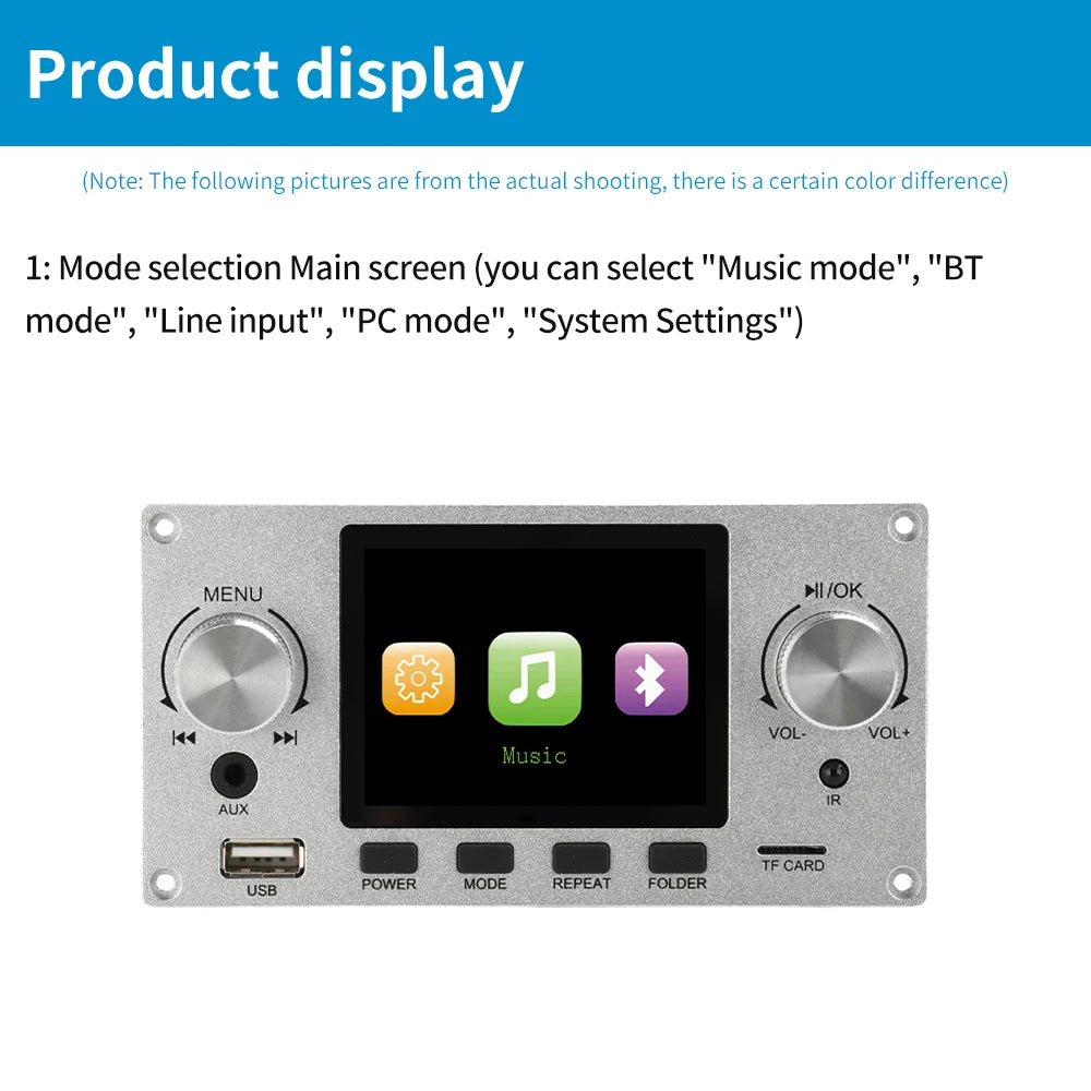 2.8-inch TFT Amplifier Bluetooth DC 4.5-5.0V 5W MP3 Decoder Board Car Audio USB TF FM Radio detail image 4