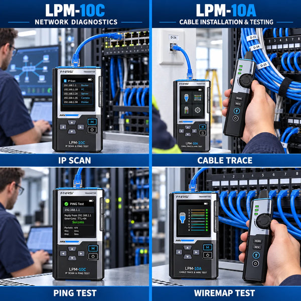 FNIRSI LPM-10C/LPM-10A  LAN Ethernet Cable Tester Toner Wire Tracker IP Scan PING PoE Tester RJ45 Wiremap Length 1Gbps NCV