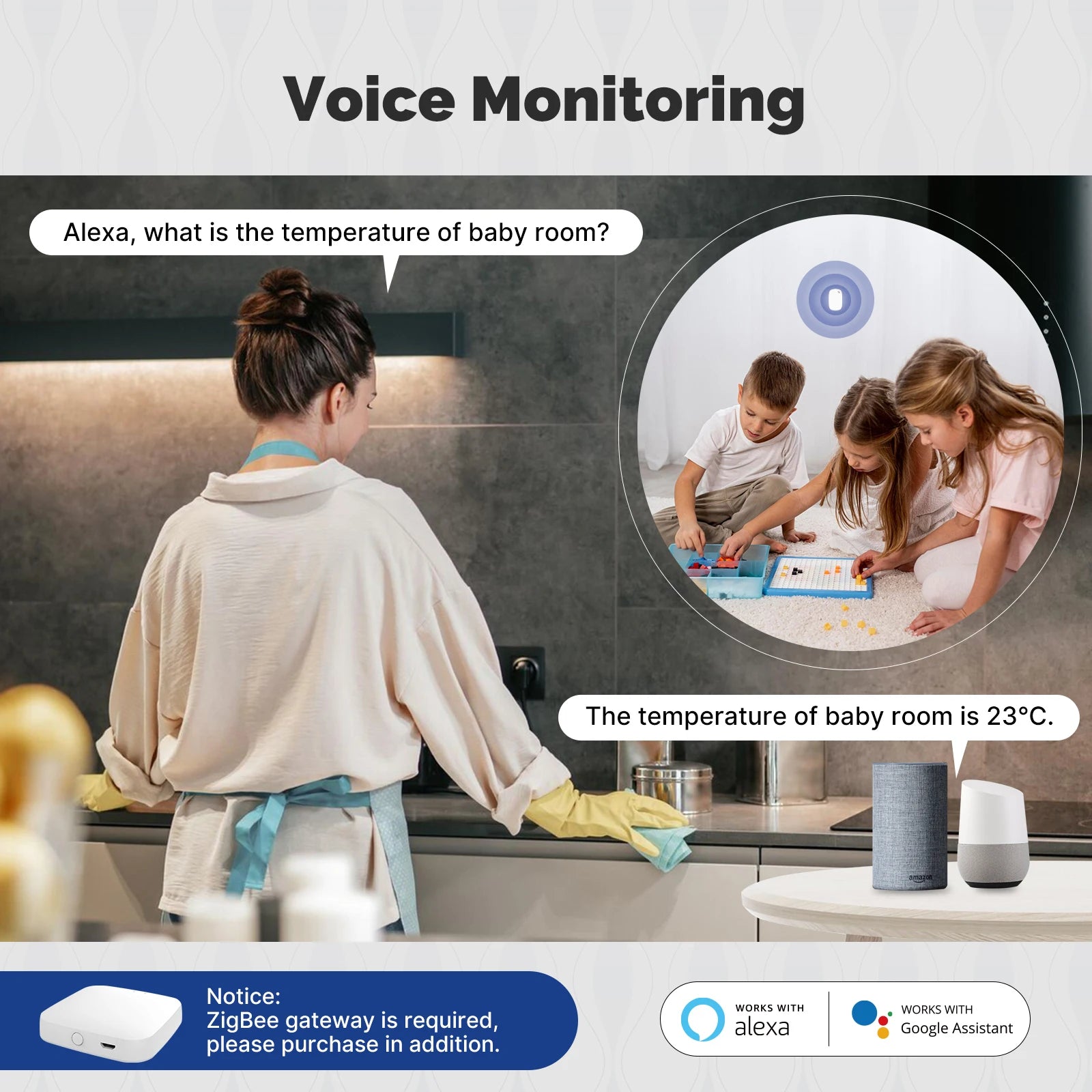 MOES Tuya Zigbee Smart Temperature Humidity Sensor Indoor Hygrometer APP Monitoring Works detail image 5