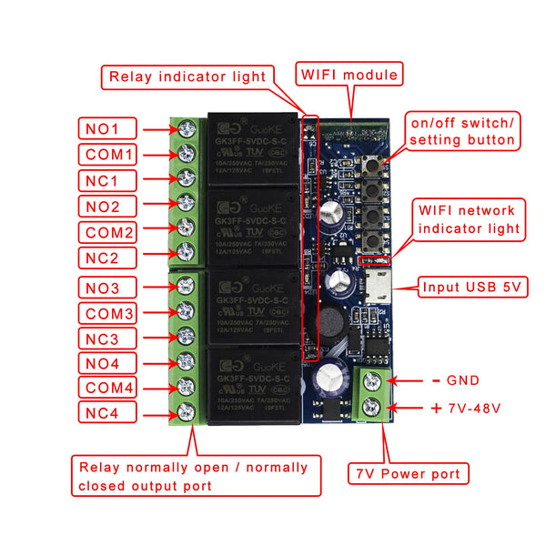 GERMA Input USB 5V DC 5 12 24 36 48V eWeLink Smart Wifi Switch Wireless Relay Receiver detail image 4