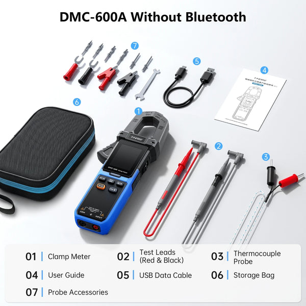 FNIRSI DMC-600A non-Bluetooth model package contents