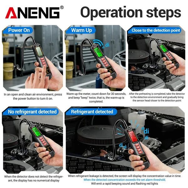 ANENG HD02 Halogen Leak Detector R22/R32/R134a Gas Detector Analyzer Rechargable Refrigerant detail image 4