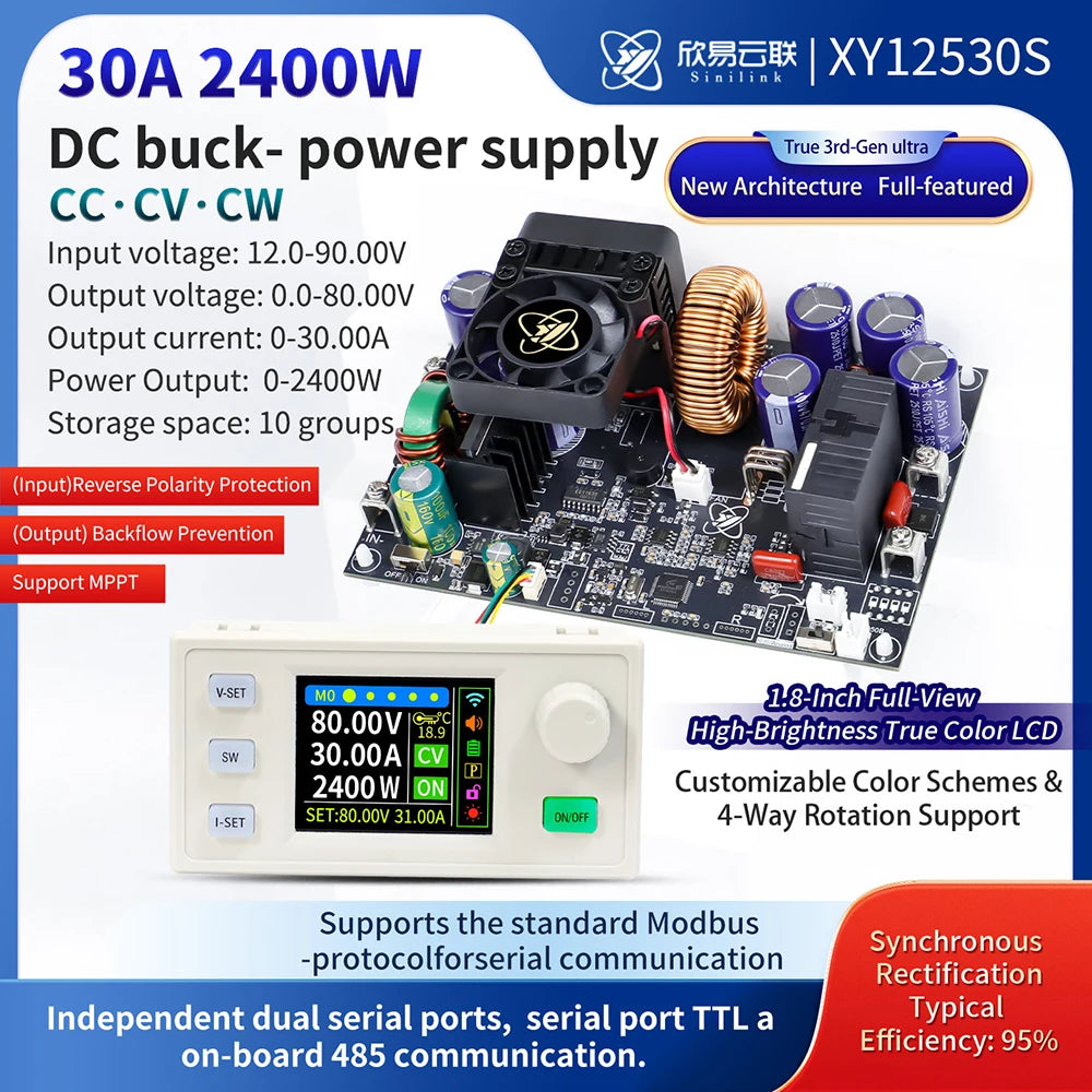 XY8030S 2400W 30A Buck DC Digital Power Supply Adjustable Step-Down Converter MPPT Charging detail image 6