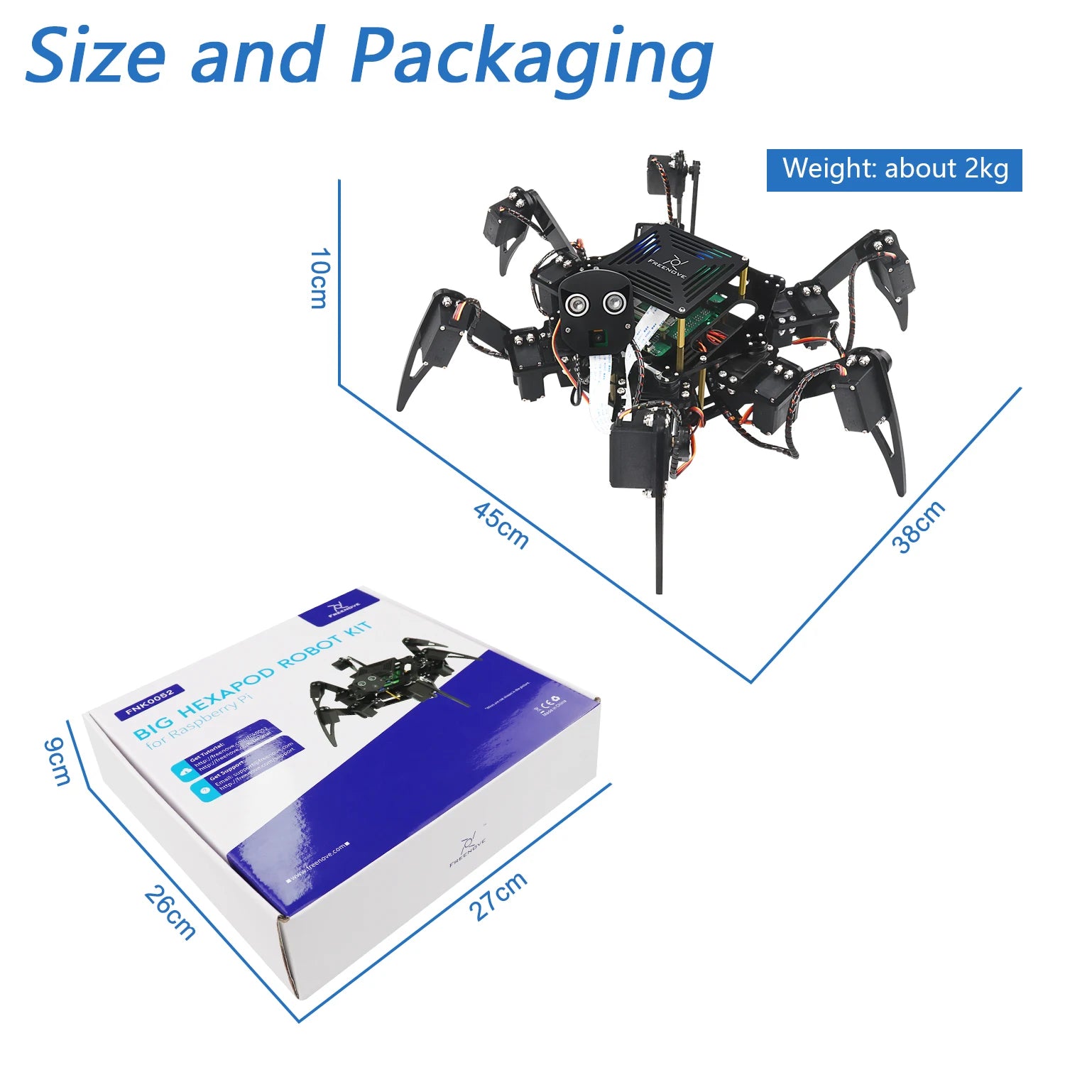 Freenove Big Hexapod Robot Kit for Raspberry Pi 5 4 B 3 B+ Zero 2 W, Face Recognition detail image 6