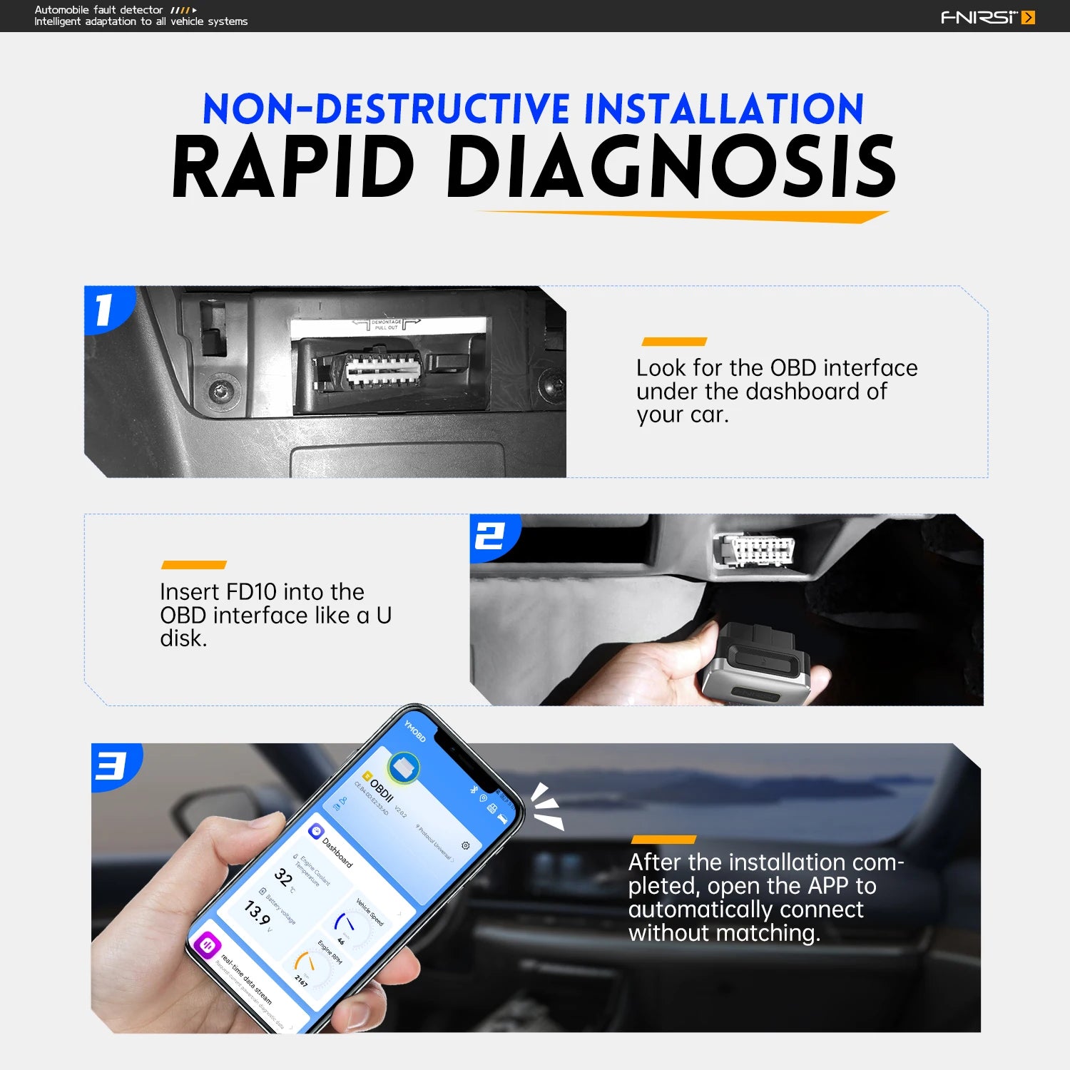 FNIRSI FD10 Car OBD2 Scanner Clear Error OBD Diagnostic Tool detail image 3
