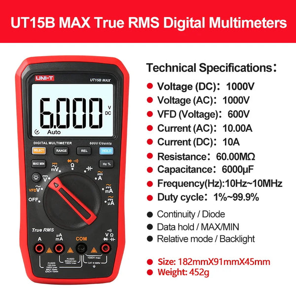 UNI T Professional Digital Multimeter Tester UT15B MAX 1000V AC DC Voltage Meter Capacitor detail image 7